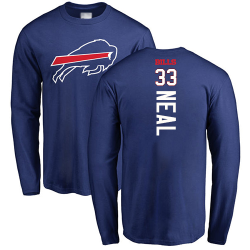 Men NFL Buffalo Bills #33 Siran Neal Royal Blue Backer Long Sleeve T Shirt